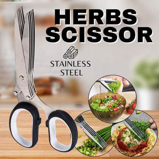 Rynx | Herb scissors with multiple blades in stainless steel, quick cutting scissors kitchen tool