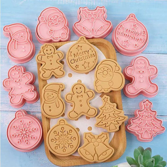 Rynx | 8 Pieces/Set DIY Cake Decoration Tools Christmas Cartoon Cookie Cutter Set Plastic Baking Molds Cookie Tools