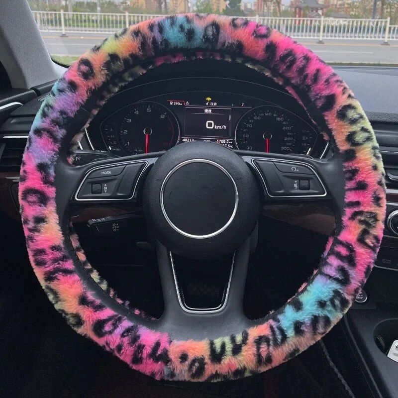 Rynx | Universal Plush Leopard Car Steering Wheel Cover
