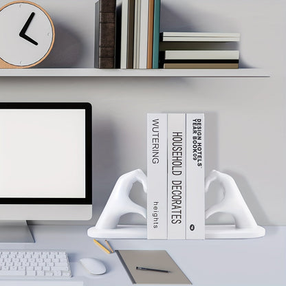 Rynx | Heavy Duty Bookends with Golden Finger Heart Design - Modern Art for Home Decoration