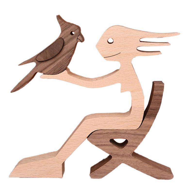 Rynx | Gift for Animal Lovers - Wooden Sculpture Table Ornaments - The Love Between You and Your Furry Friend