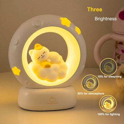 Rynx | SleepyCat - Cute Cat Night Light with USB Rechargeable Battery and Dimmable Light