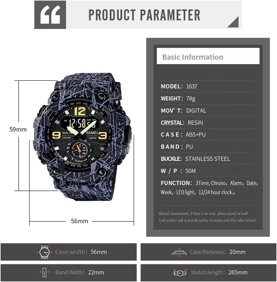 Rynx | Men's multifunctional large face sports watch, waterproof shockproof camouflage series