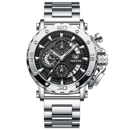 Rynx | Men's sturdy steel bracelet waterproof luminous quartz watch