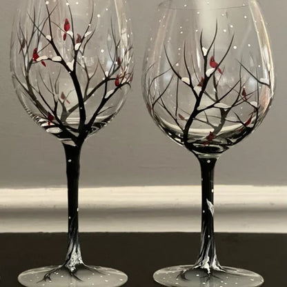 RYNX | Four Seasons Tree Wine Glasses - Hand Painted Art