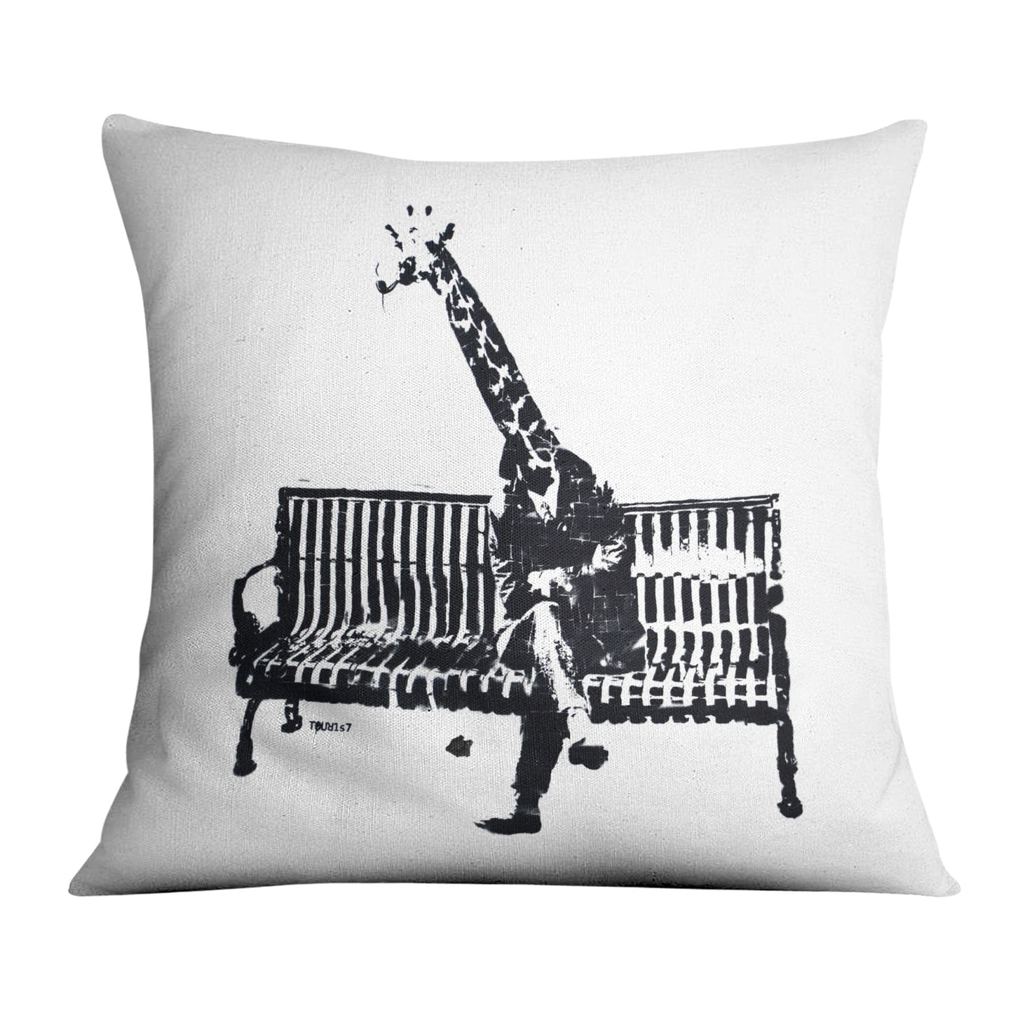Rynx | Banksy Giraffe on a Bank Cushion