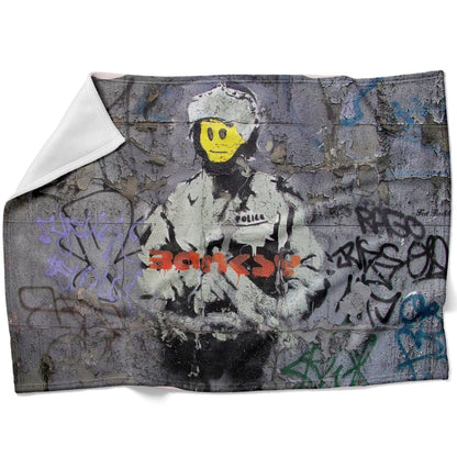 Rynx | Banksy Smiley Riot Cop Blanket