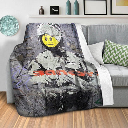 Rynx | Banksy Smiley Riot Cop Blanket