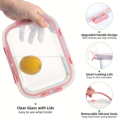 Rynx | 10-Pack Glass Meal Prep Containers Set with Airtight Lids – Durable Food Storage & Glass Lunch Boxes for Home, Kitchen, Office