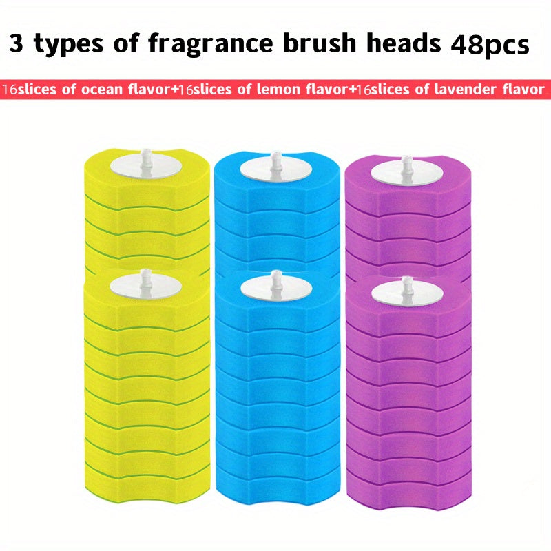 Rynx | 32 Brush Heads Set or 48 Accessory Brush Heads - Wall-Mounted Bathroom Cleaning Kit with Fragrant Brushes - Powerful Toilet Brush Set