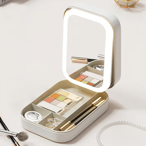 Rynx | Portable Makeup Organizer — Compact LED Mirror with Adjustable Lighting