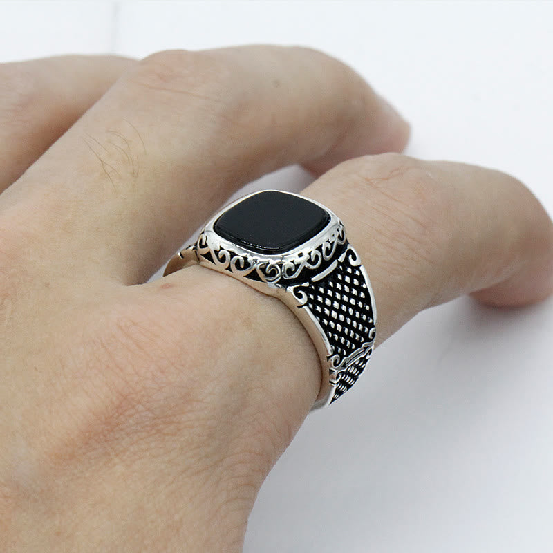 RYNX | Black Onyx and Silver Ring for the Modern Man - Max