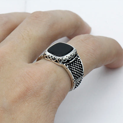 RYNX | Black Onyx and Silver Ring for the Modern Man - Max