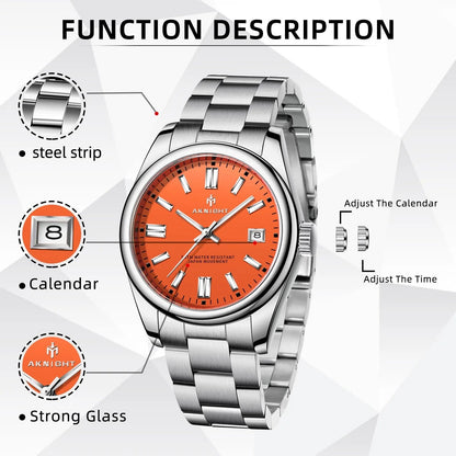 Rynx | Men's luxury analog quartz chronograph watch, waterproof stainless steel wristwatch