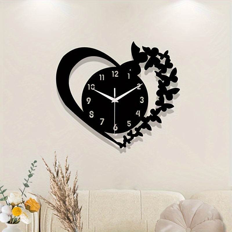 Rynx | Silent Heart-Shaped Acrylic Wall Clock - Frameless Love Design for Living Room, Bedroom & Office