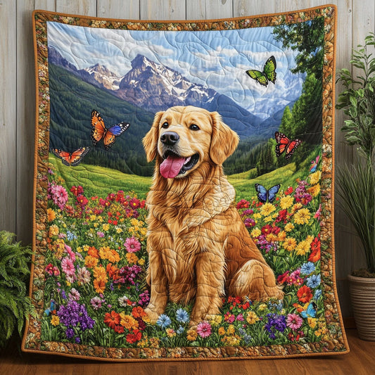 Rynx | Golden Retriever Flowers Quilt