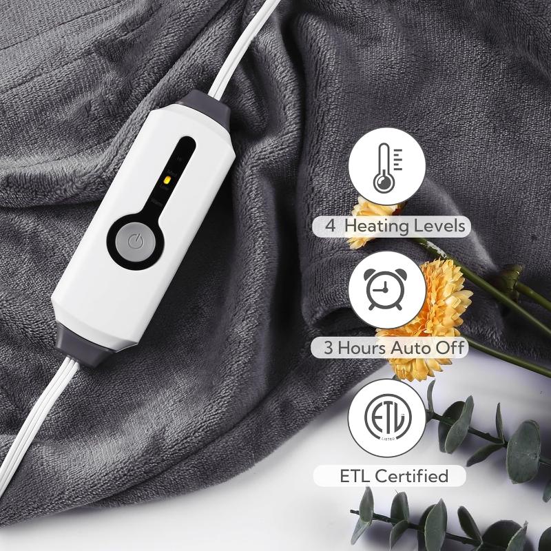 Rynx | Heated electric throw blanket, cozy flannel heating blanket with 4 heat settings