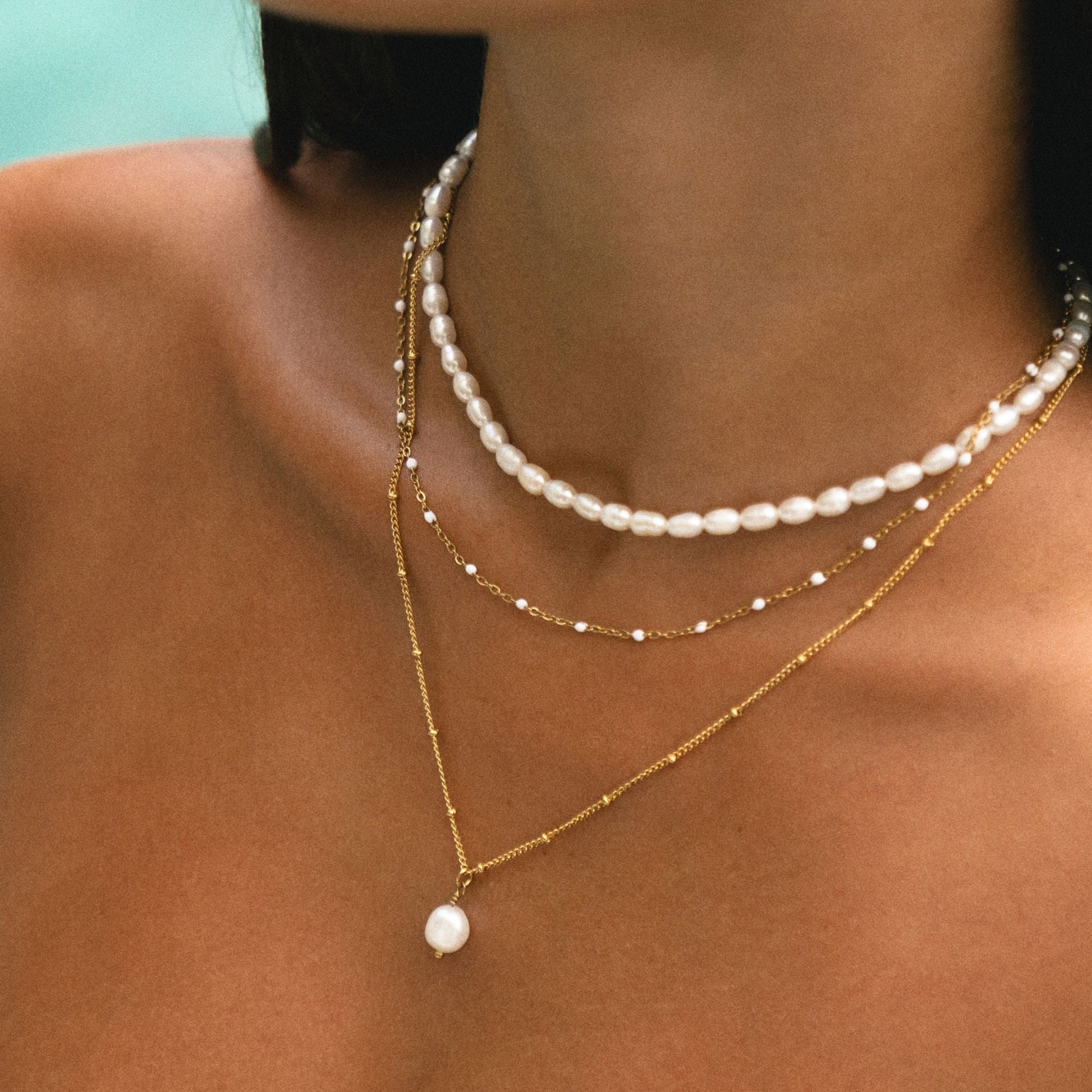RYNX | Choker with Shining White Enamel Beads - Aurielle