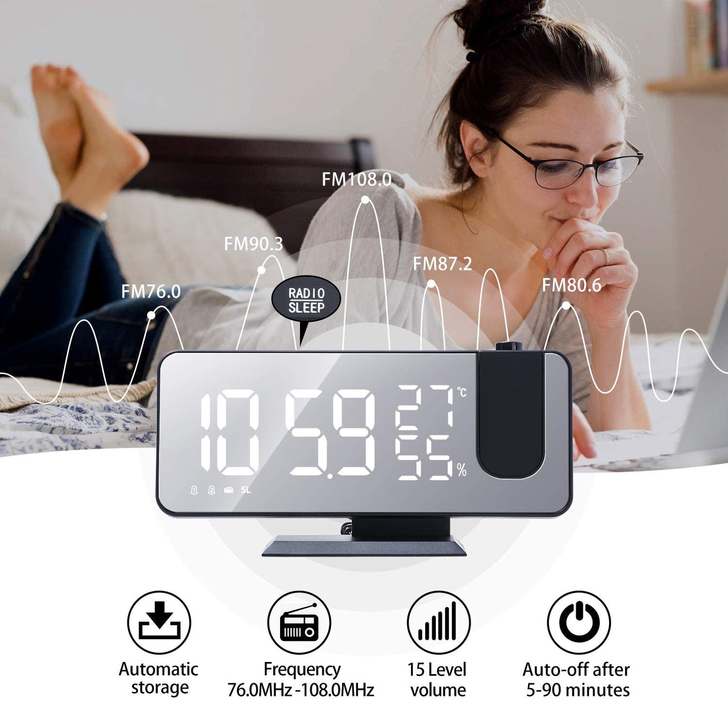 Rynx | Bedroom Projection Digital Alarm Clock
