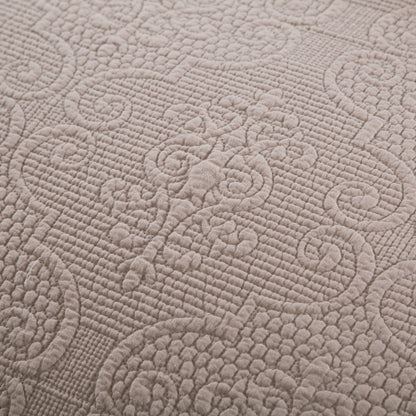 Rynx | Neutral Taupe Beige Sandy Elegant Matelassé Cotton Quilted Bedspread Set