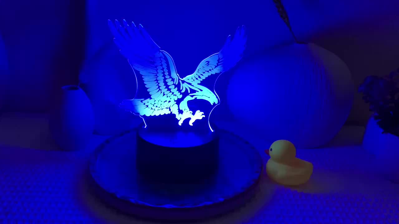 Rynx | EagleLight - 3D LED Night Light with Touch Control, 7 Colors USB Table Lamp