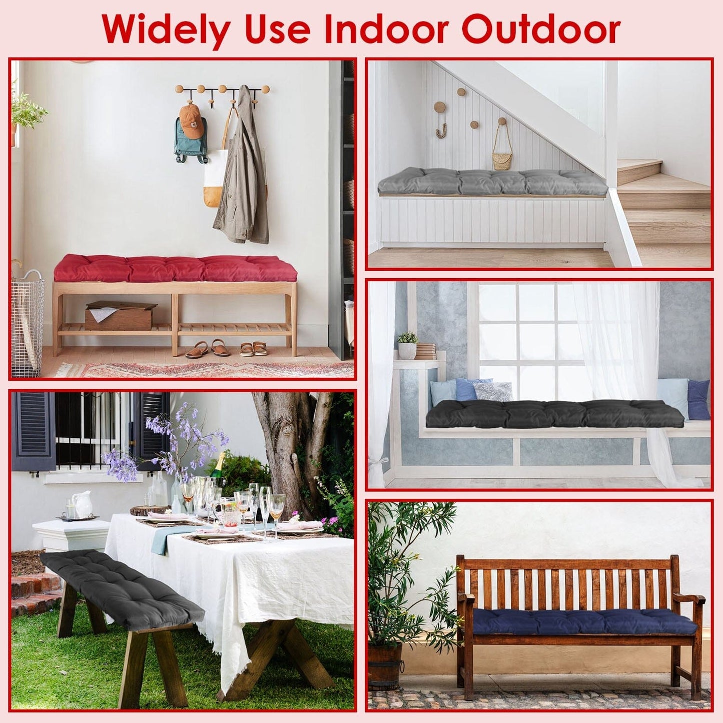 Rynx | Bench seat cushion for indoor outdoor furniture, non-slip