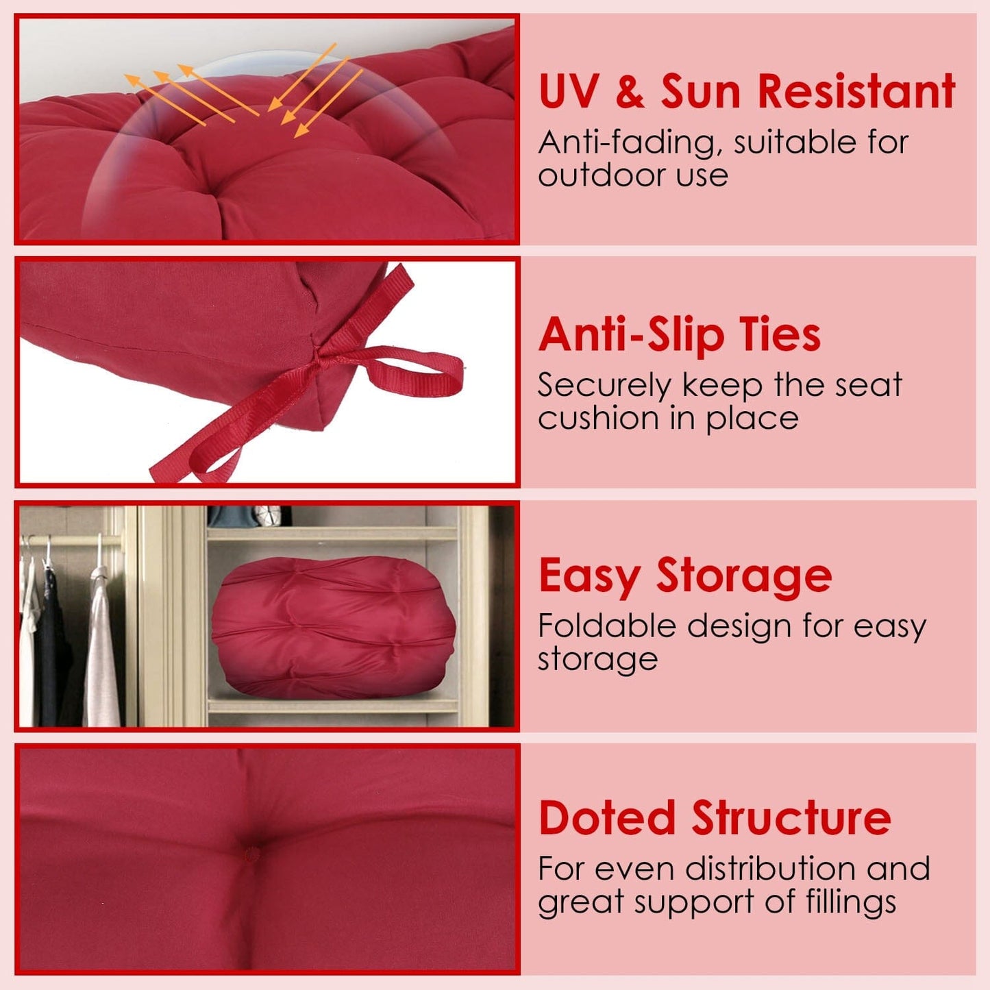 Rynx | Bench seat cushion for indoor outdoor furniture, non-slip