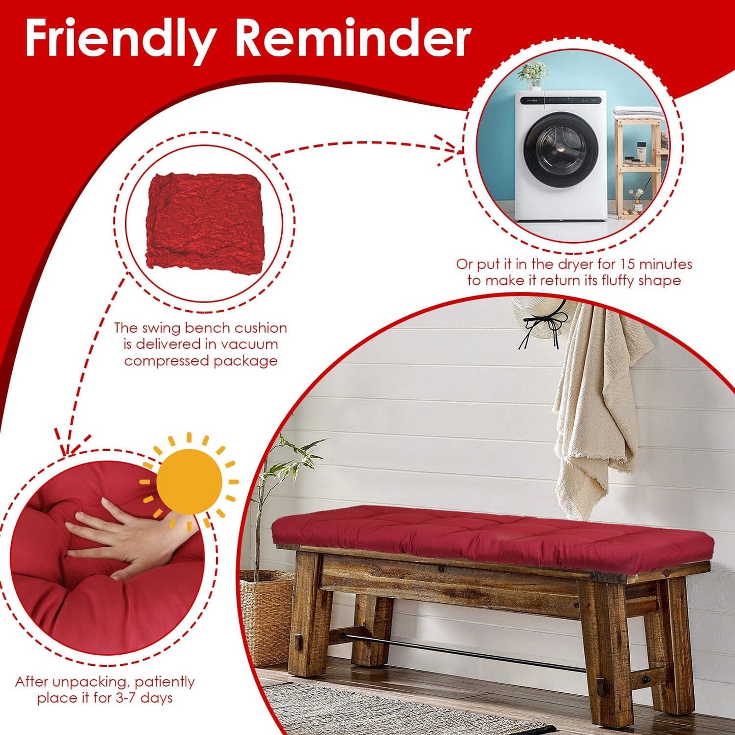 Rynx | Bench seat cushion for indoor outdoor furniture, non-slip