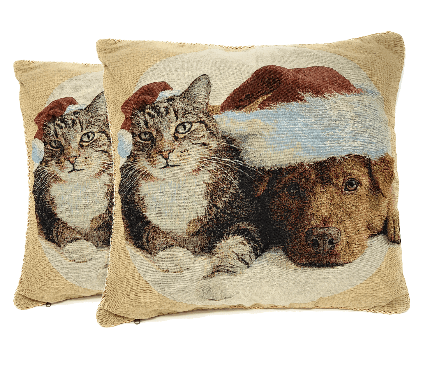 Rynx | Best Friend Pets Dog and Cat Christmas Tapestry Woven Throw Pillow Cover