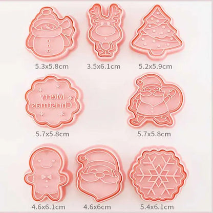 Rynx | 8 Pieces/Set DIY Cake Decoration Tools Christmas Cartoon Cookie Cutter Set Plastic Baking Molds Cookie Tools