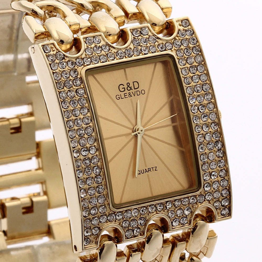 Rynx | Women's quartz watch with diamonds three links gold and rhinestone