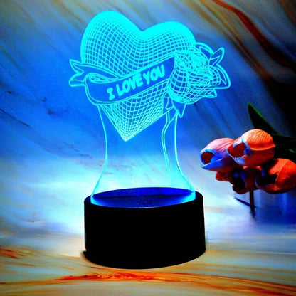 Rynx | HartLicht - 3D LED Illusion Lamp with Touch Control, 7 Colors & USB/Battery Power