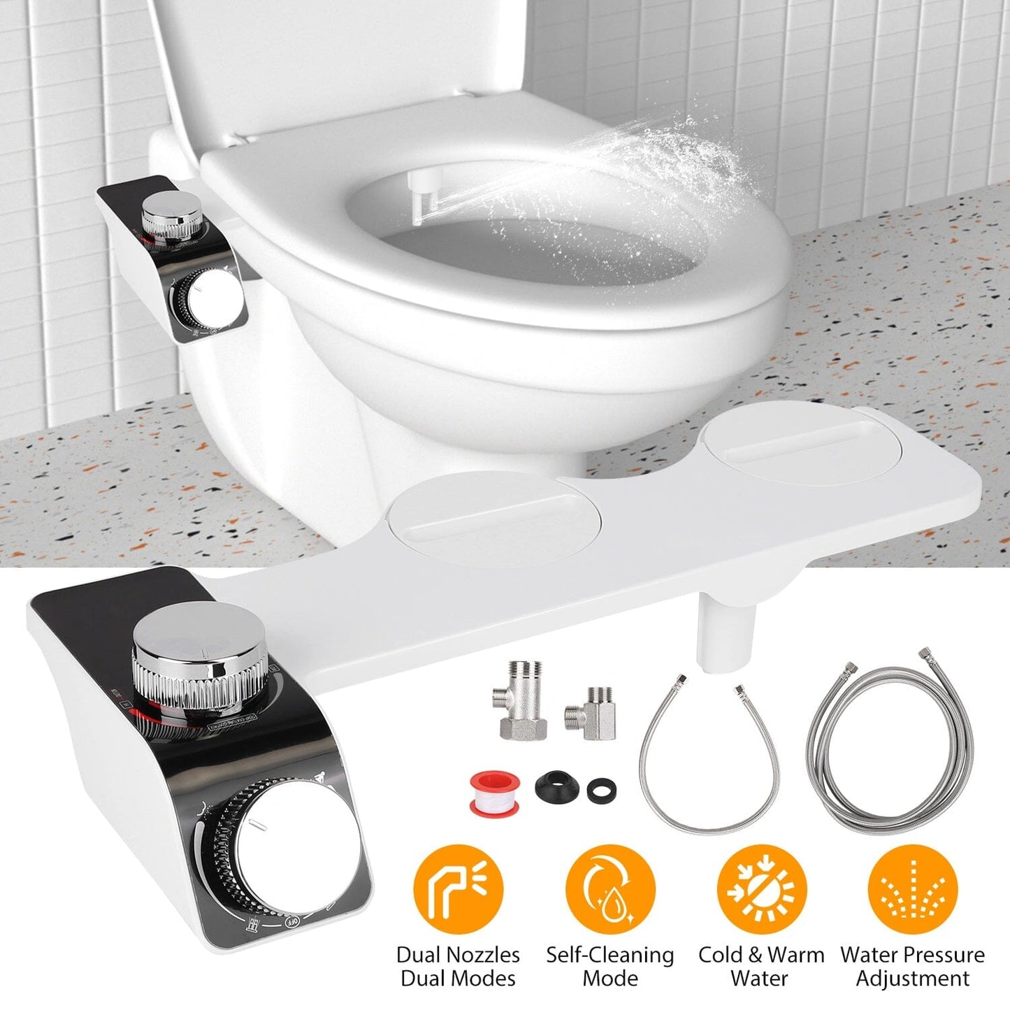 Rynx | Bidet Fresh Water Sprayers with Self-Cleaning Double Nozzle without Electricity