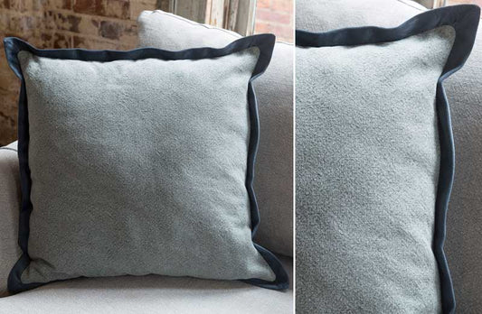 Rynx | Blue washed cotton and velvet flange pillow