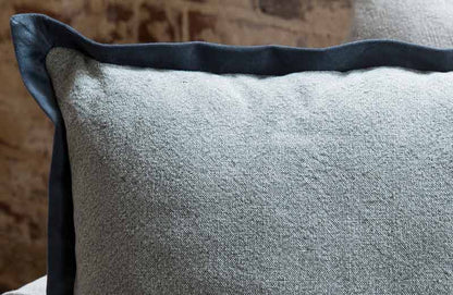 Rynx | Blue washed cotton and velvet flange pillow