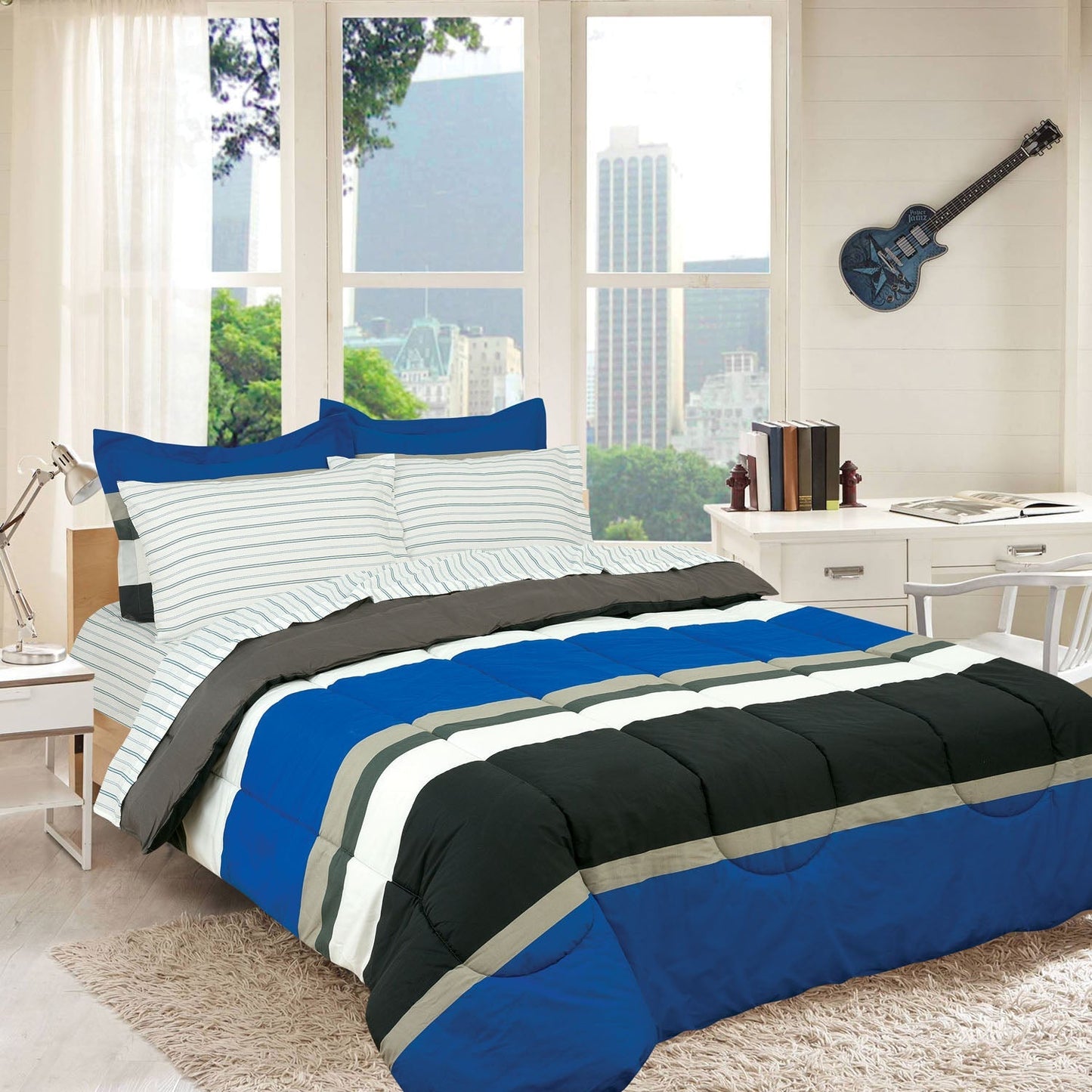 Rynx | Brooklyn Flat Rugby Stripe Bed-in-a-Bag Set