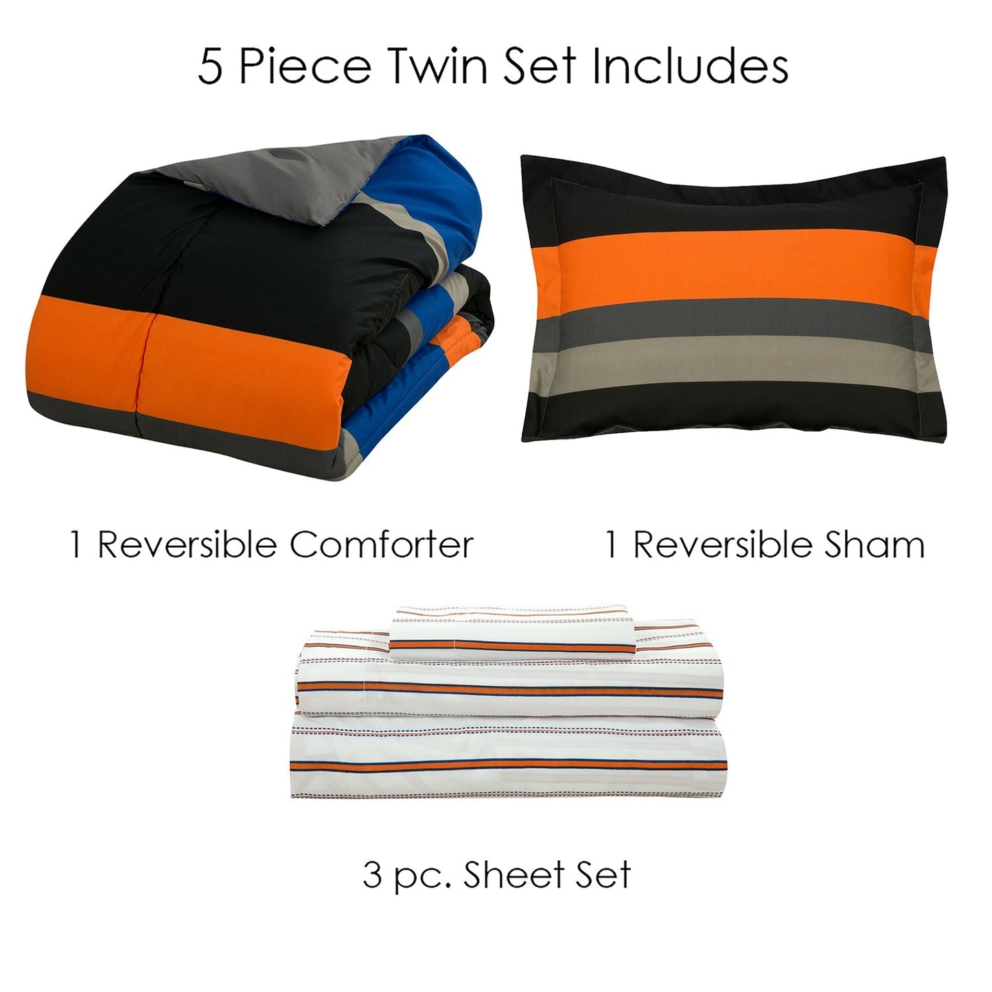 Rynx | Brooklyn Flat Rugby Stripe Bed-in-a-Bag Set