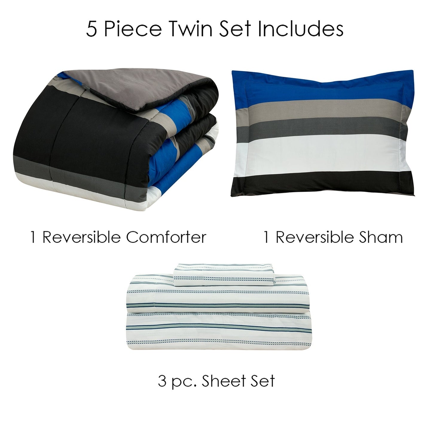Rynx | Brooklyn Flat Rugby Stripe Bed-in-a-Bag Set