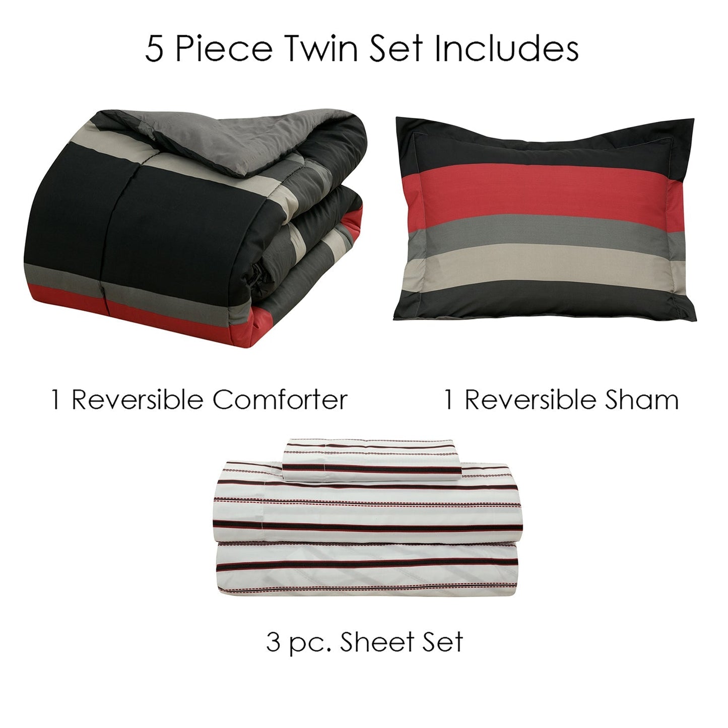Rynx | Brooklyn Flat Rugby Stripe Bed-in-a-Bag Set
