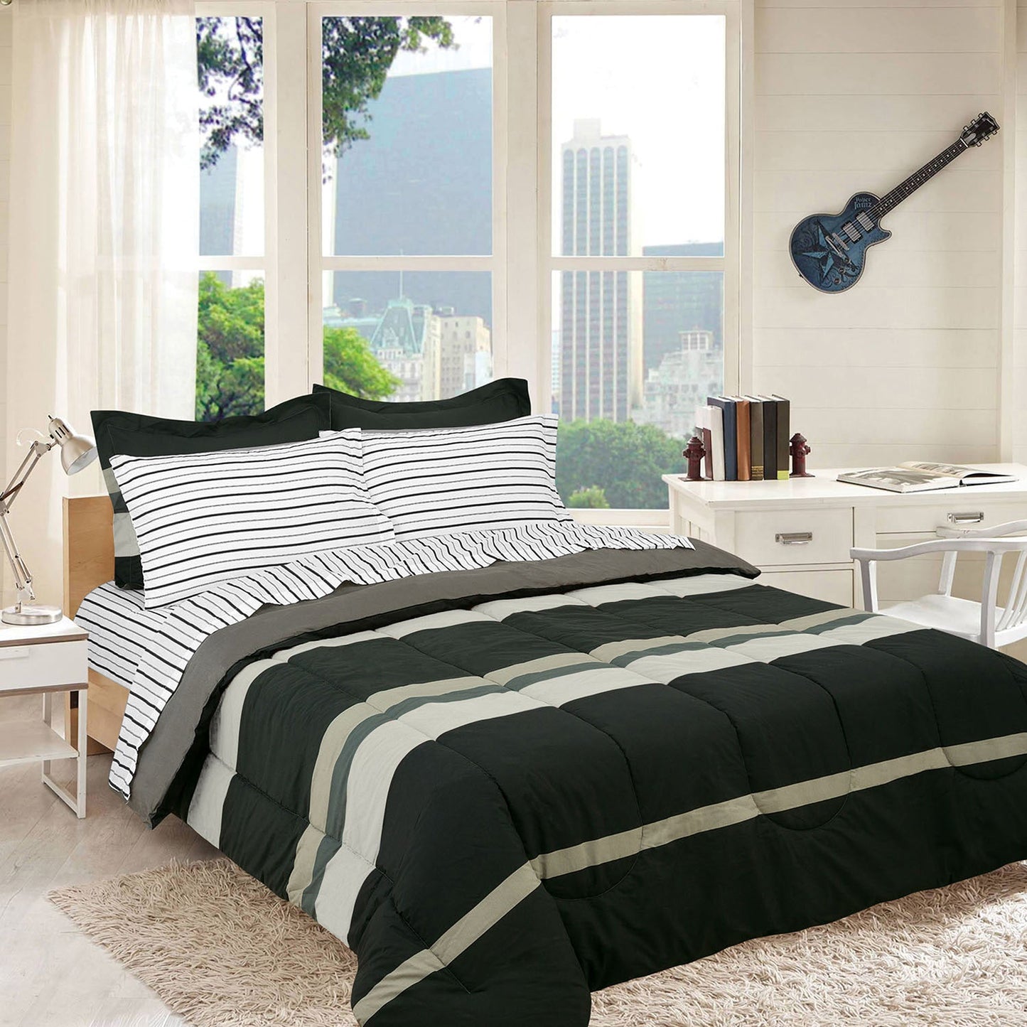 Rynx | Brooklyn Flat Rugby Stripe Bed-in-a-Bag Set