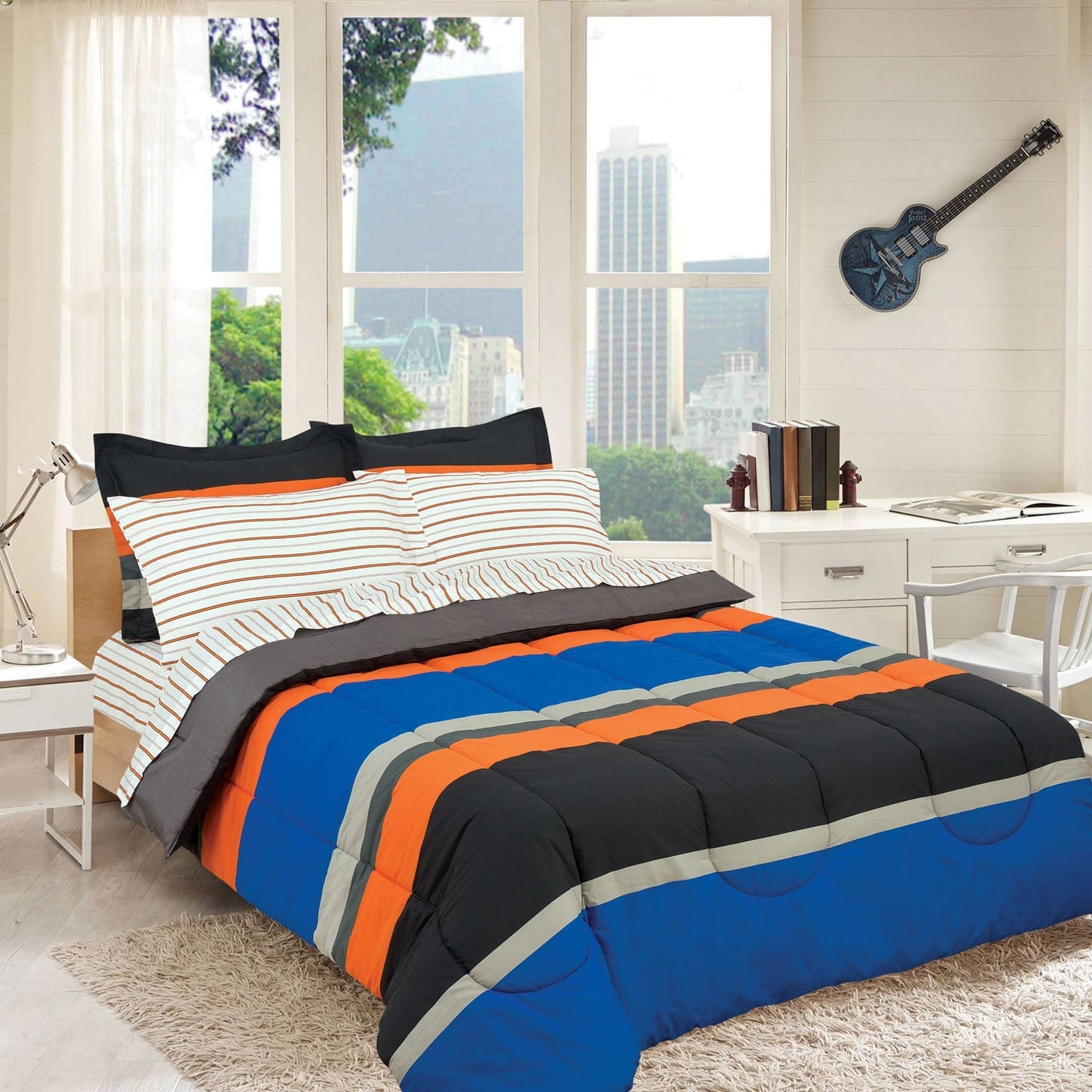 Rynx | Brooklyn Flat Rugby Stripe Bed-in-a-Bag Set