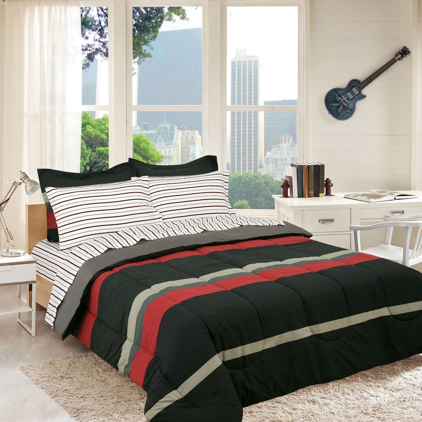 Rynx | Brooklyn Flat Rugby Stripe Bed-in-a-Bag Set