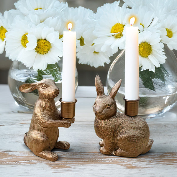 Rynx | Bronze Bunny Candle Holder, Set of Two