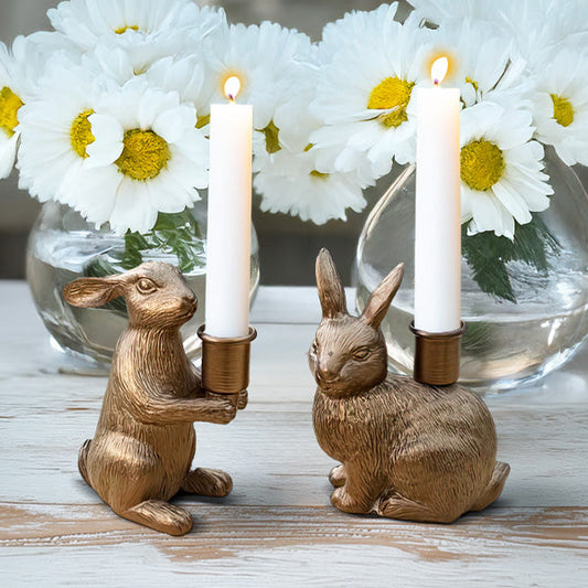 Rynx | Bronze Bunny Candle Holder, Set of Two