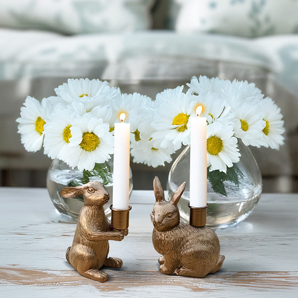 Rynx | Bronze Bunny Candle Holder, Set of Two