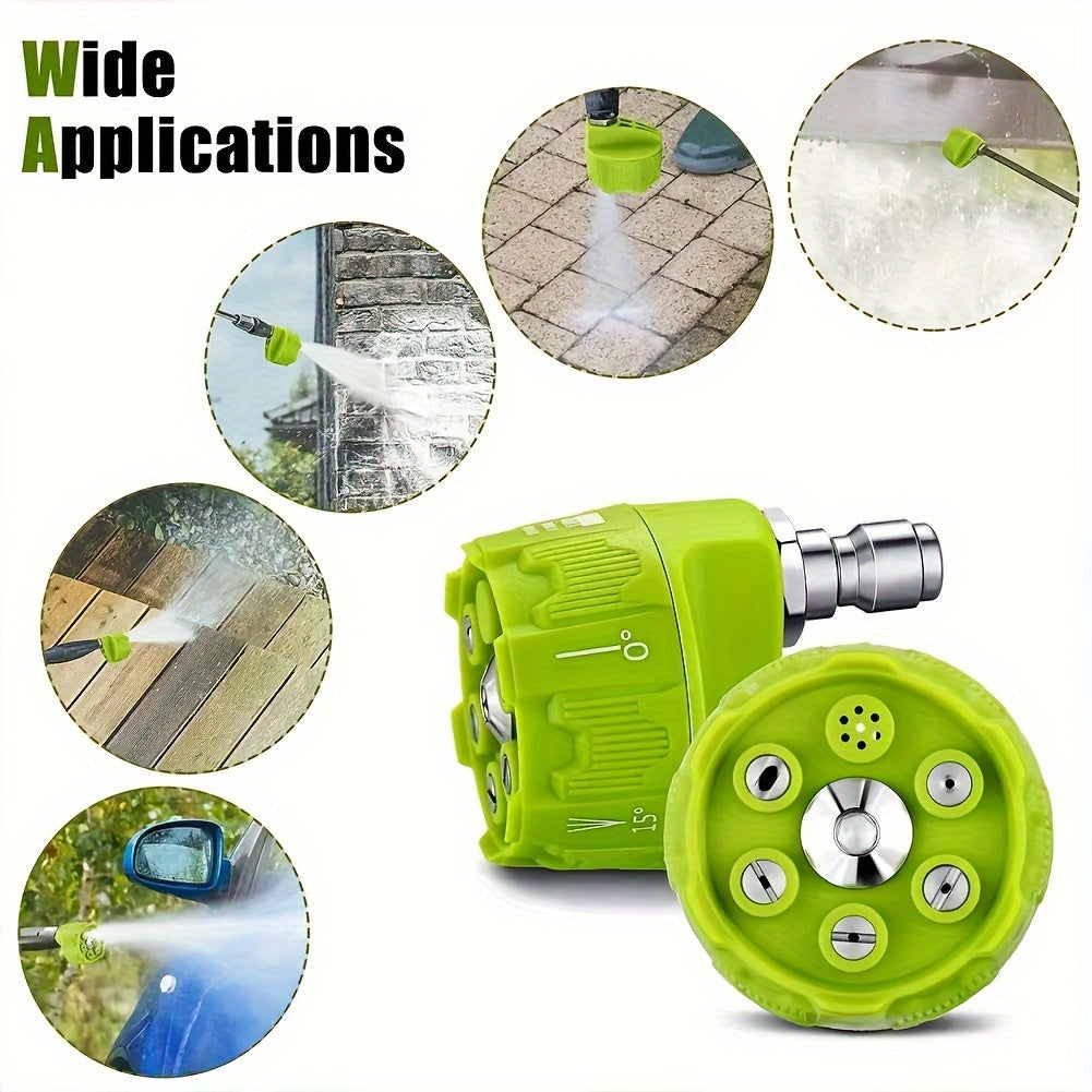 Rynx | 5-in-1 High Pressure Washer Spray Nozzle - Universal Quick Connect, Multi-Angle Watering Tool with Adjustable Tips (0°, 15°, 25°, 40°) and Soap Dispenser for Garden, Vehicle, and Surface Cleaning
