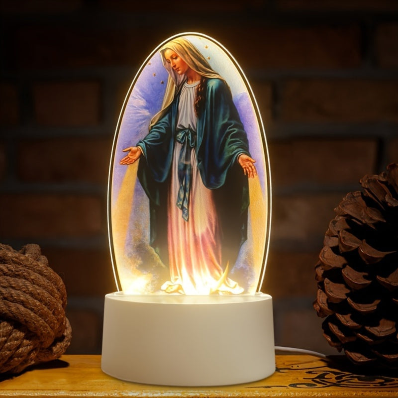 Rynx | SacredGlow - Virgin Mary Night Lamp with LED Acrylic Frame, USB Power