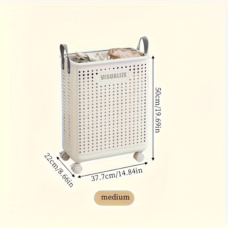 Rynx | Foldable Plastic Laundry Basket with Wheels