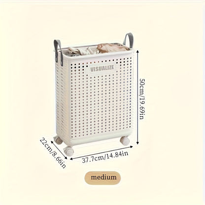 Rynx | Foldable Plastic Laundry Basket with Wheels