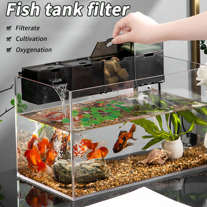 Rynx | 3-in-1 Silent Waterfall Fish Tank Filter Box with Built-in Cleaner